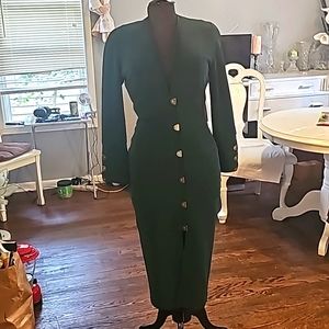 Tadaski Designer Dress, Sz 10, Forest Green w/Bras-like Snap Closure, Bodycon
